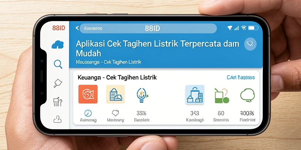 Tampilan antarmuka aplikasi Cek Tagihan Listrik 88ID.