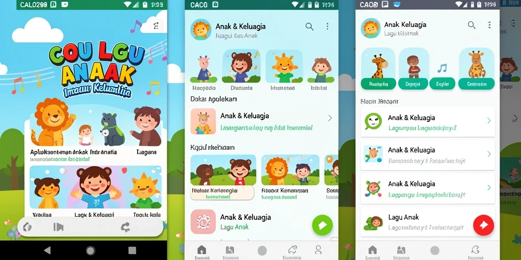 Tampilan antarmuka CALO288 dengan berbagai lagu anak yang ceria.