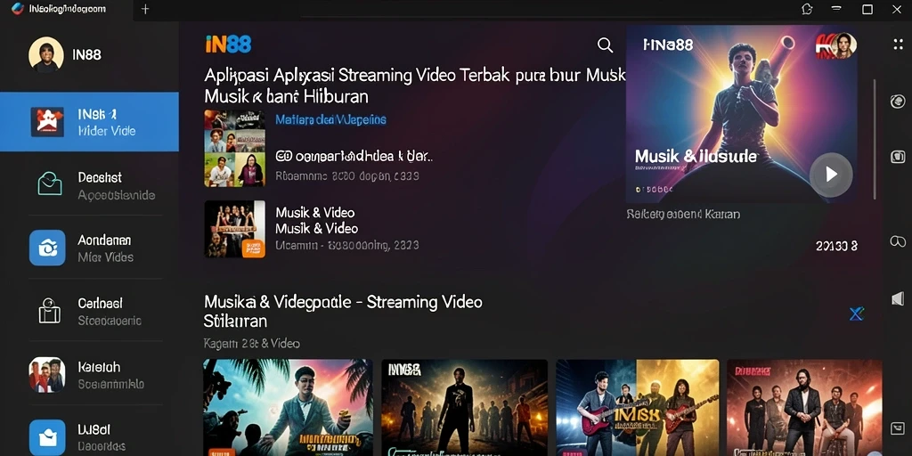 Tampilan antarmuka aplikasi IN88 yang menarik dan fungsional dalam Streaming Video.