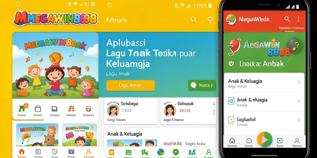 Antarmuka MEGAWIN888 dengan koleksi lagu anak yang menarik.