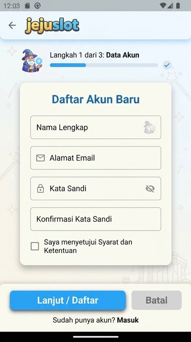 Tampilan halaman daftar jejuslot