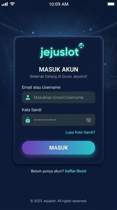 Tampilan halaman login jejuslot